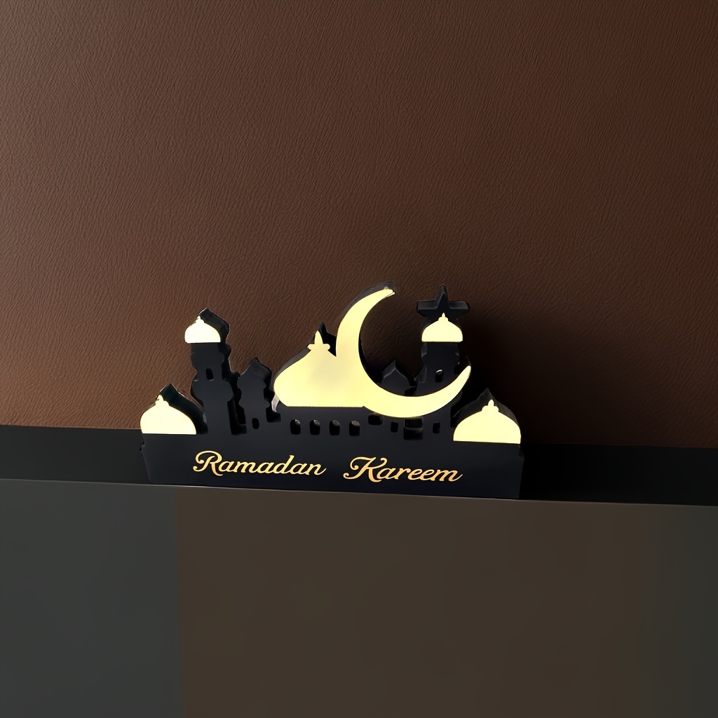 1pc wooden acrylic islamic tabletop decors ramadan kareem and eid islamic ramadan eid decoration ramadan kareem 5 golden details 1