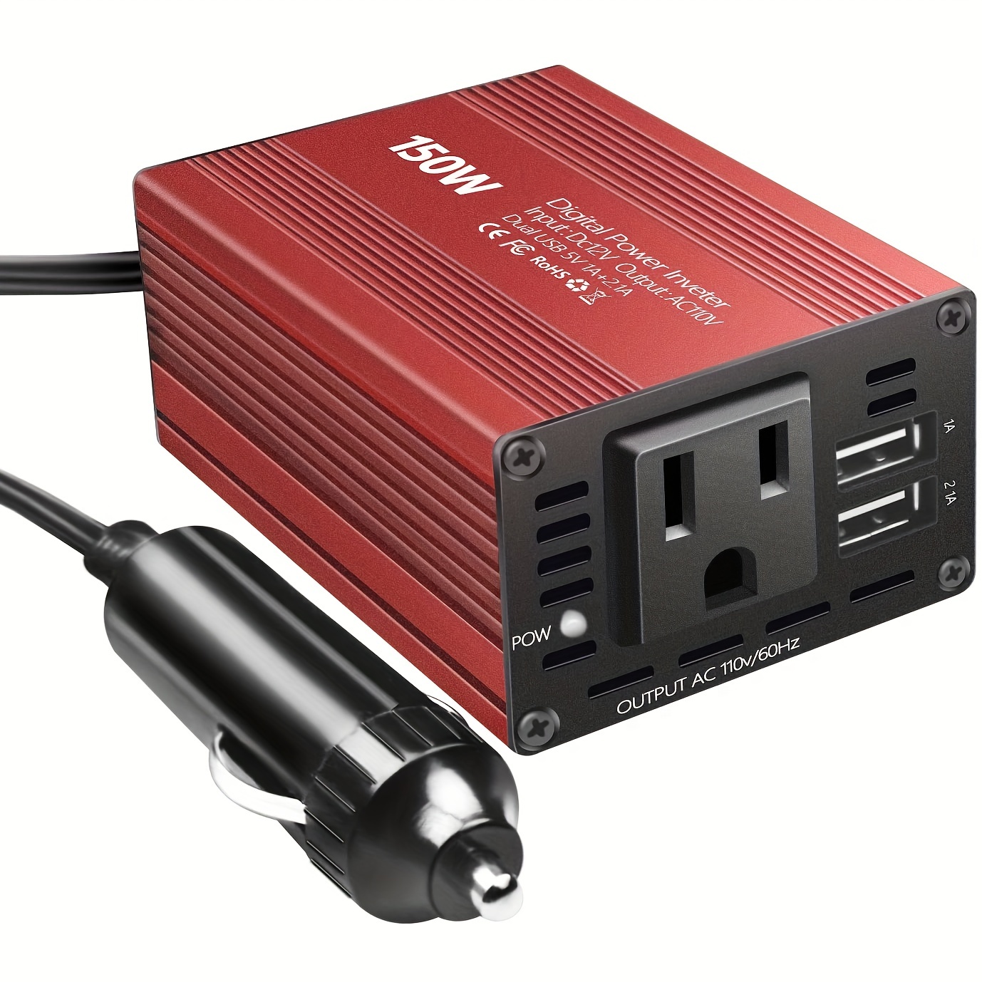 Foval 150W Car Power Inverter DC 12V to 110V AC Converter with 3.1A Dual  USB Charger : : Car & Motorbike