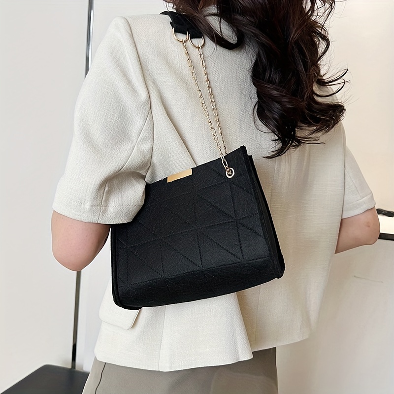 Felt Crossbody Bag Chain Shoulder Handbag