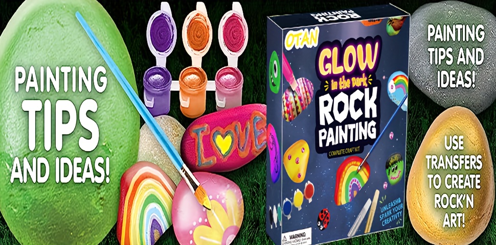 YIFUHH Creative Rock Painting Kit for Kids, Arts and Crafts for Boys&Girls  Age 6-12|Acrylic Paint, Waterproof Markers, Gems-Kids Painting Rocks Gift