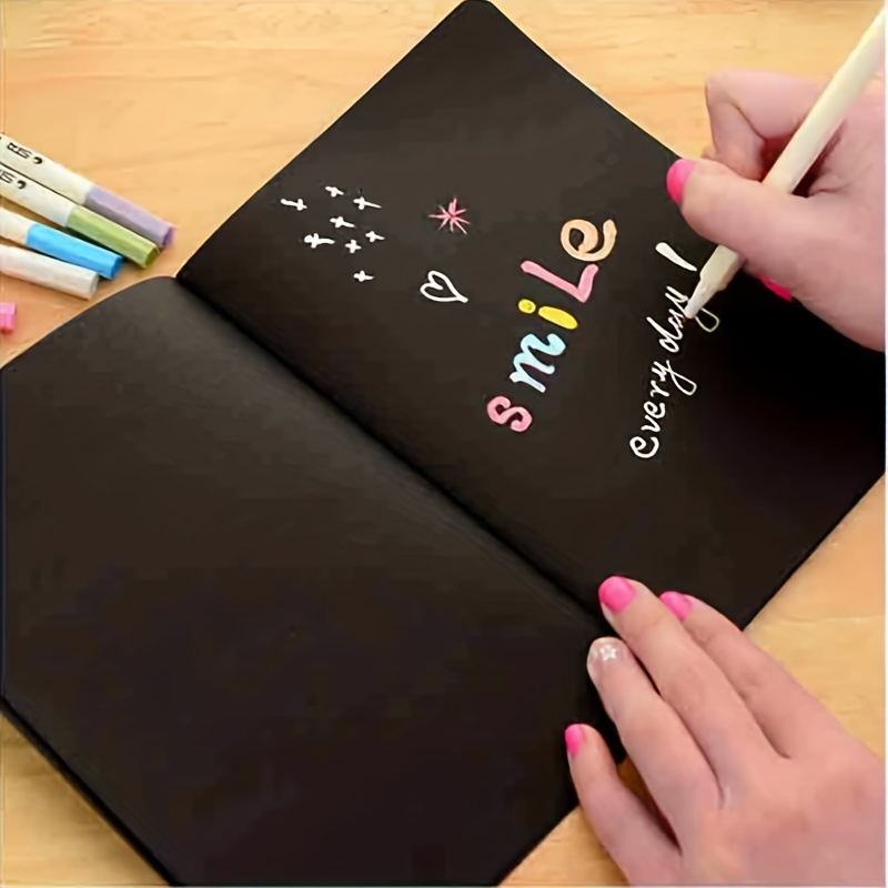 Creative Blank Black Notebooks Black Diary Notebook With A - Temu