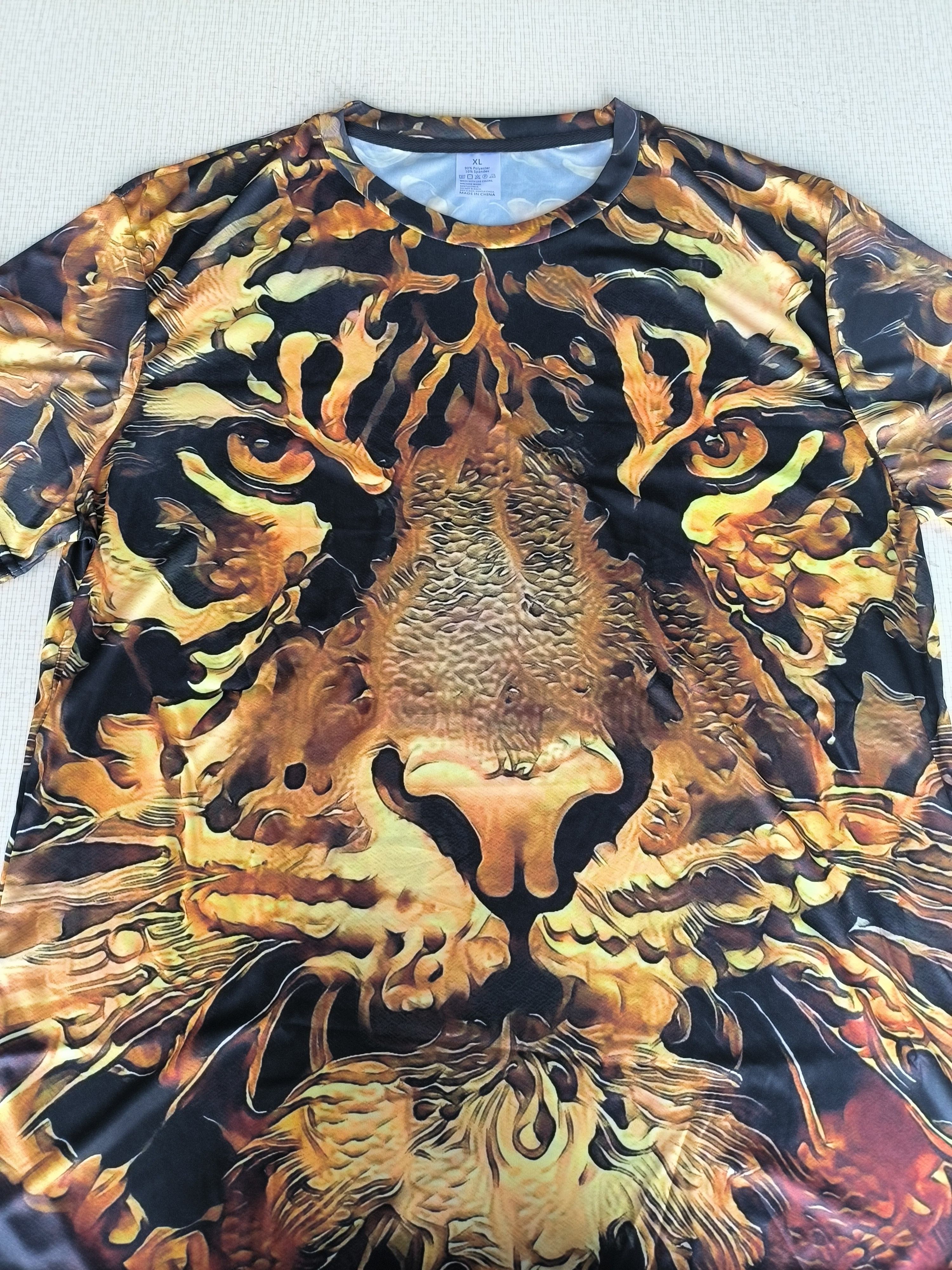 Men's Graphic T-Shirt 3D Tiger Animal Printed Short Sleeve Running Gym  Workout Casual Tees Fashion Top Crew Neck Top