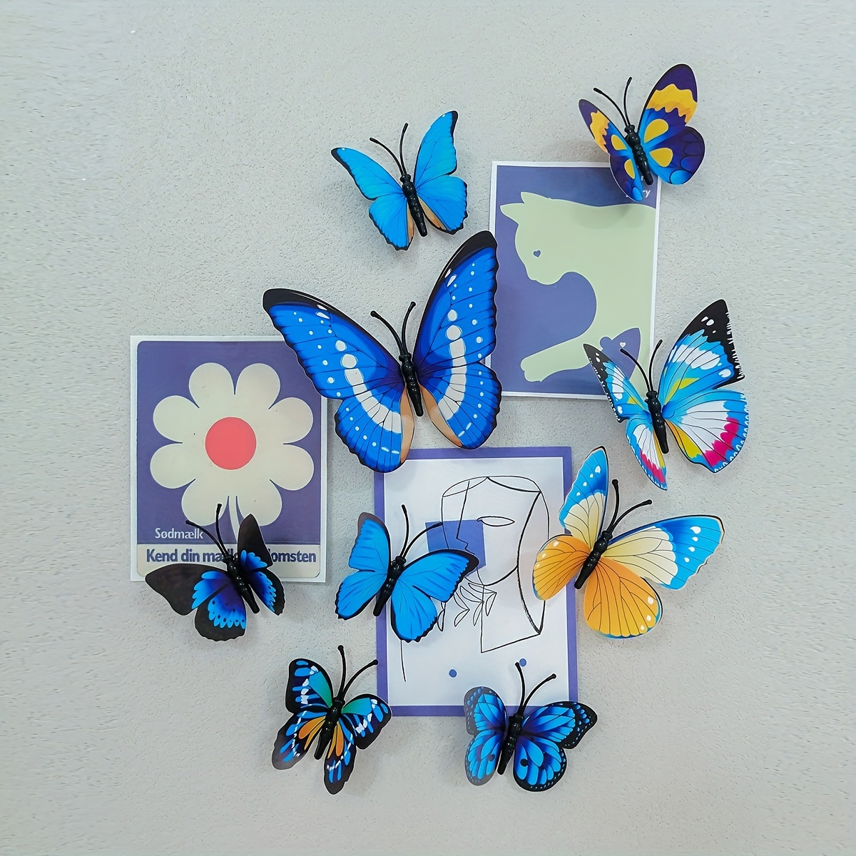 12 Pcs 3d Stickers Muraux Réfrigérateur Aimant Papillons Diy