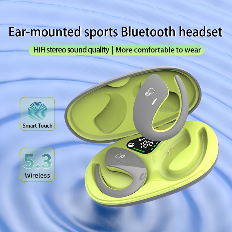 Auriculares inalámbricos con banda para el cuello Bluetooth con micrófono y  oreja abierta, auriculares Bluetooth resistentes al agua de larga espera  para correr, deportes, fitness, gimnasio – Los mejores productos en la