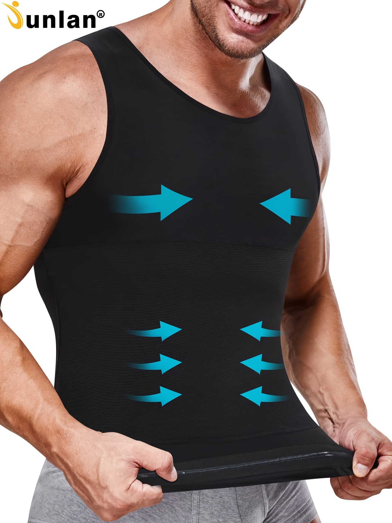 Men Adults Slim Body Bodybuilding Undershirts Round Neck Short