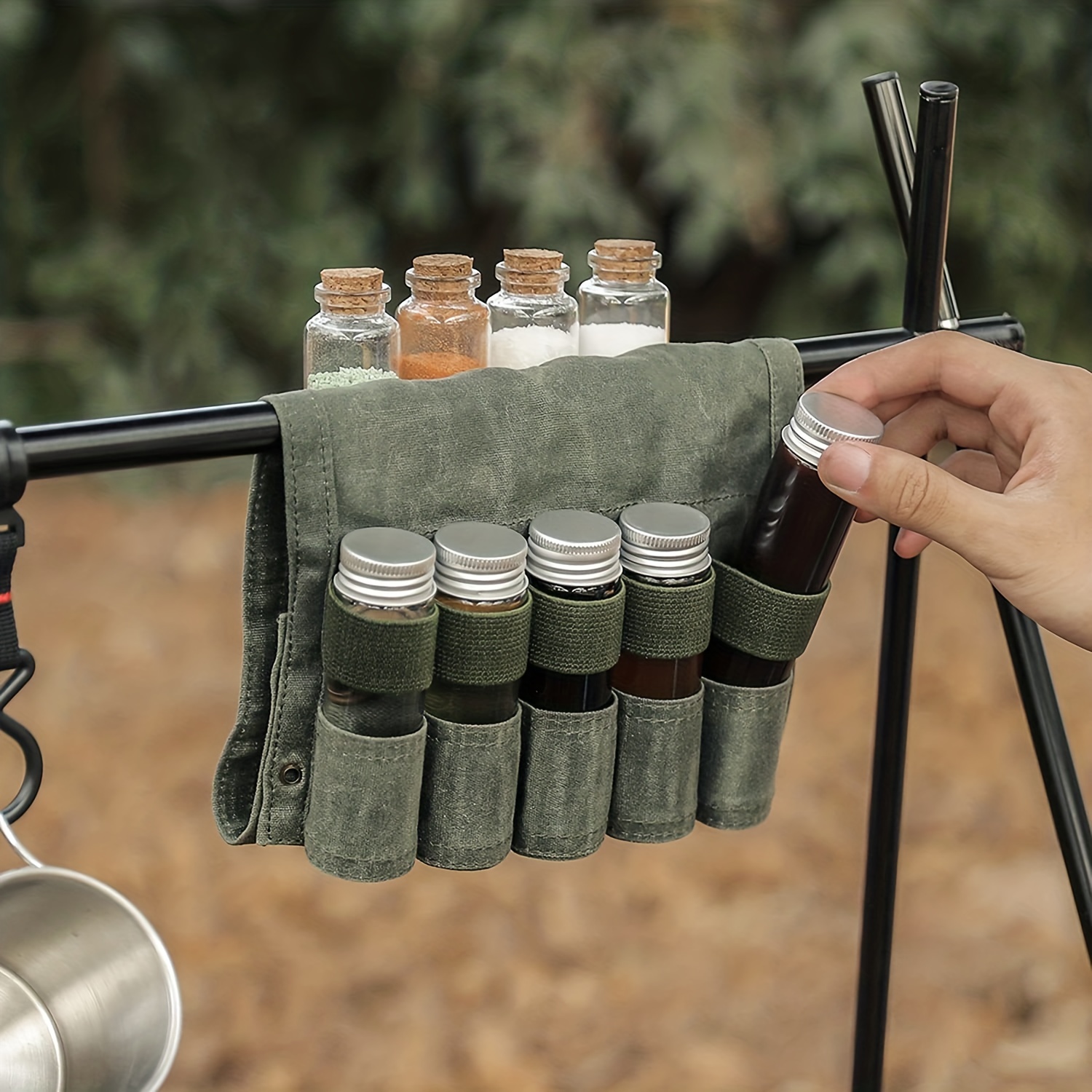 camping portable seasoning bag and bottle set - brown canvas – Marlow Home