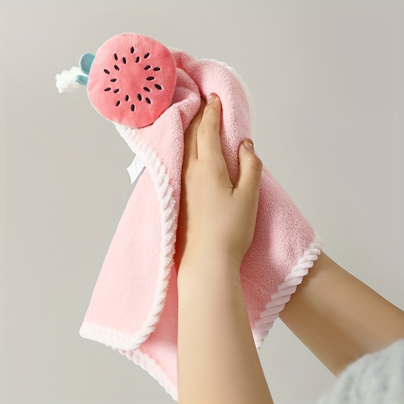 Cute Hand Towels, Bathroom Towels with Hanging Loop, Children Hand Towel  Animals, Microfiber Coral Fleece Absorbent Hand Towel for Kitchen Bathroom