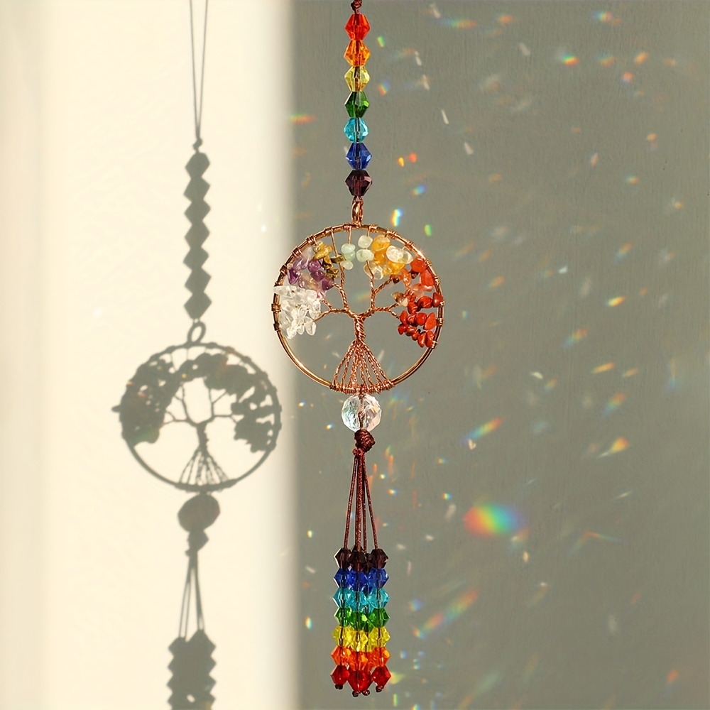 1pc amazon tree of life crystal sun catcher christmas garden party decor pendant gift decor for home room decor summer accessories