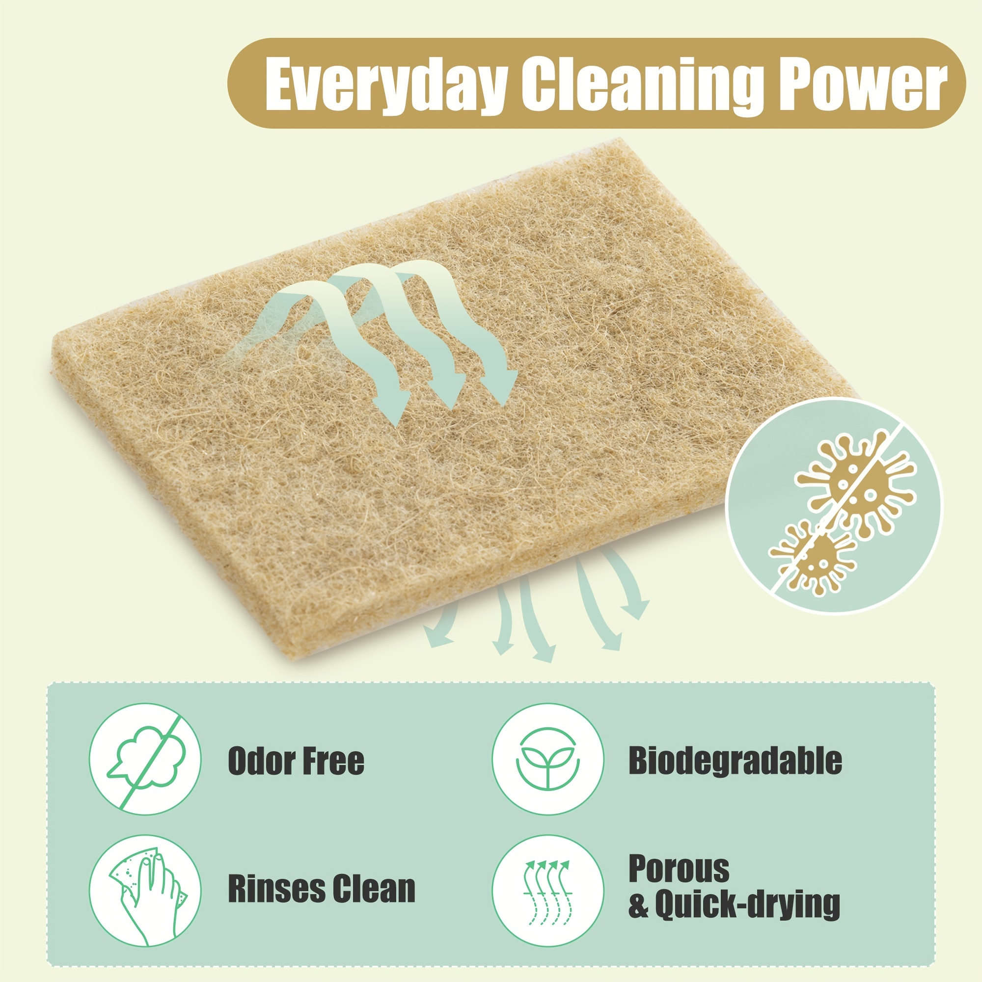 Coconut Fiber Scouring Pads - Non-scratch Sisal Cleaning Sponges For Dishes,  Pans, And Pots - Odor Free, , And Biodegradable - Temu