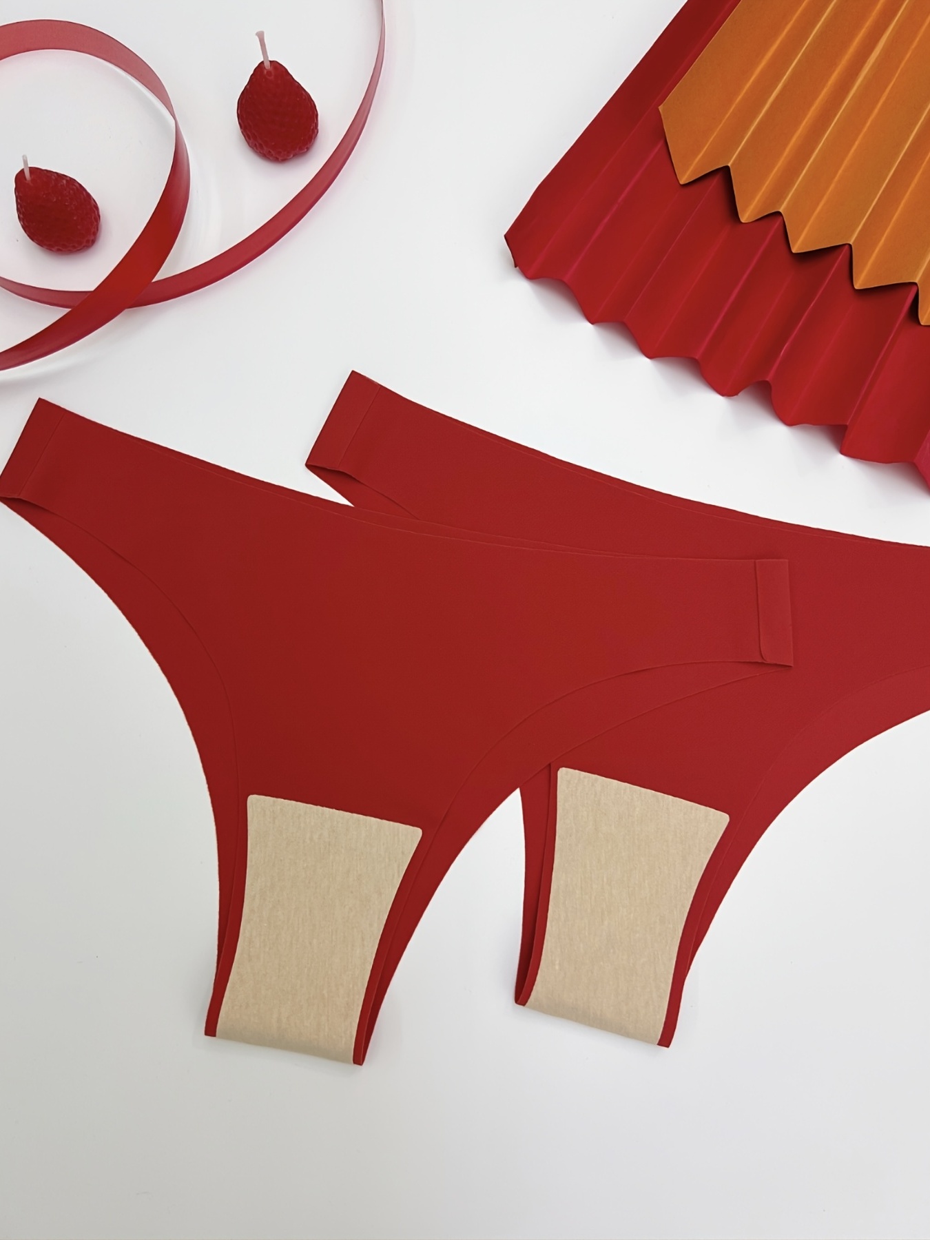 Red Simple Comfortable Seamless Cheeky Panties Solid Medium - Temu Canada