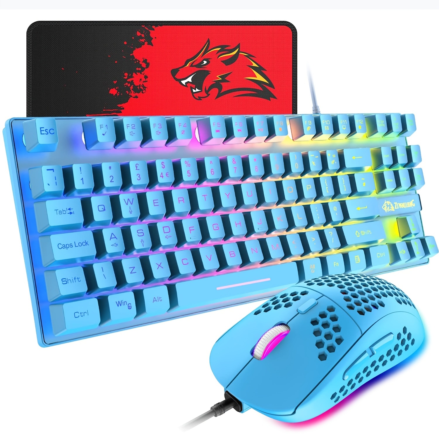 Teclado y ratón RGB con una sola mano, teclado para juegos, ratón de 6400  DPI, controlador de juego portátil RGB para PC Gamer : :  Electrónicos