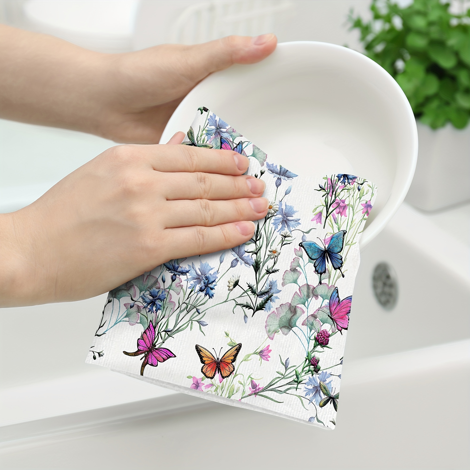 Blue floral hand discount towels