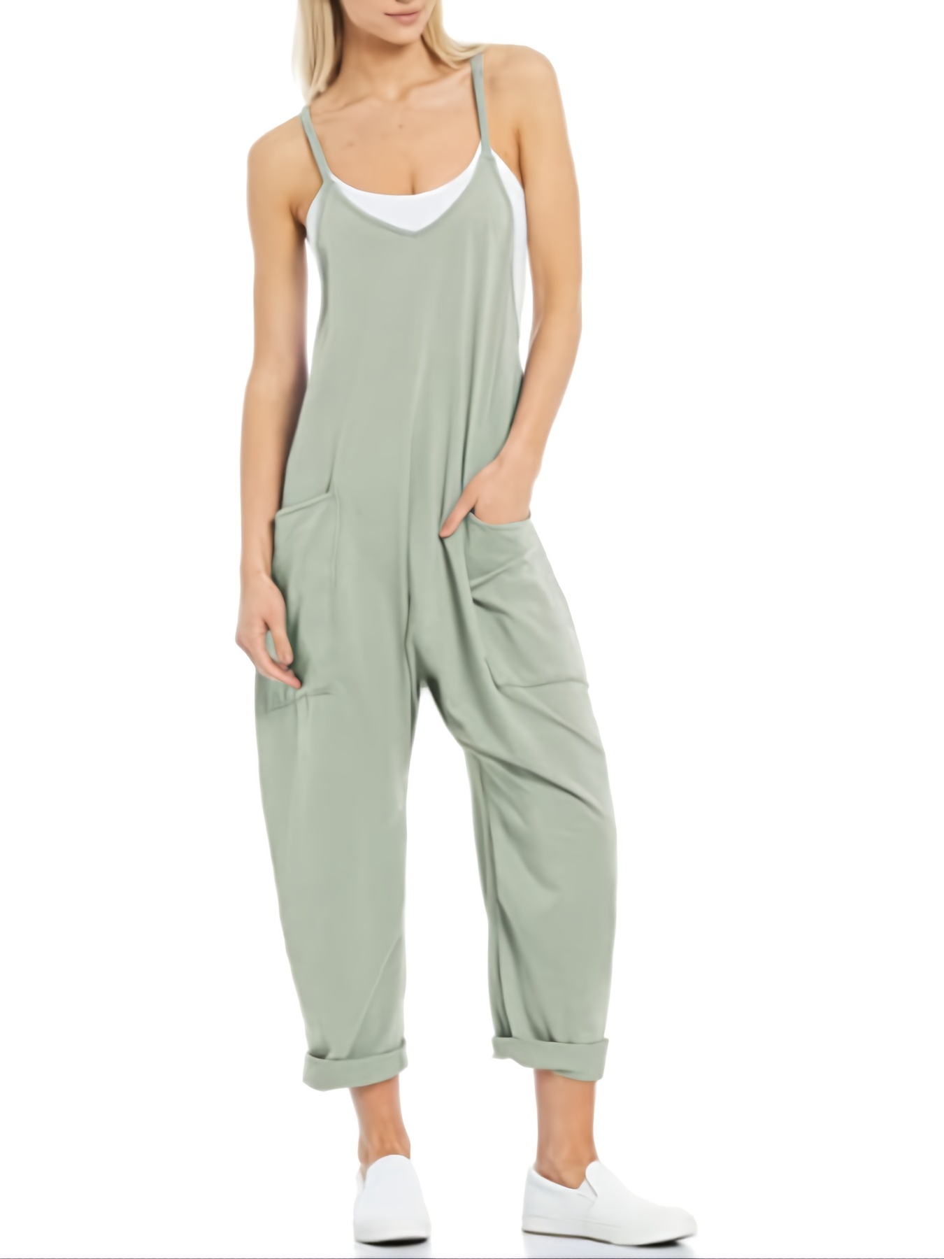 sleeveless casual loose pocket jumpsuit