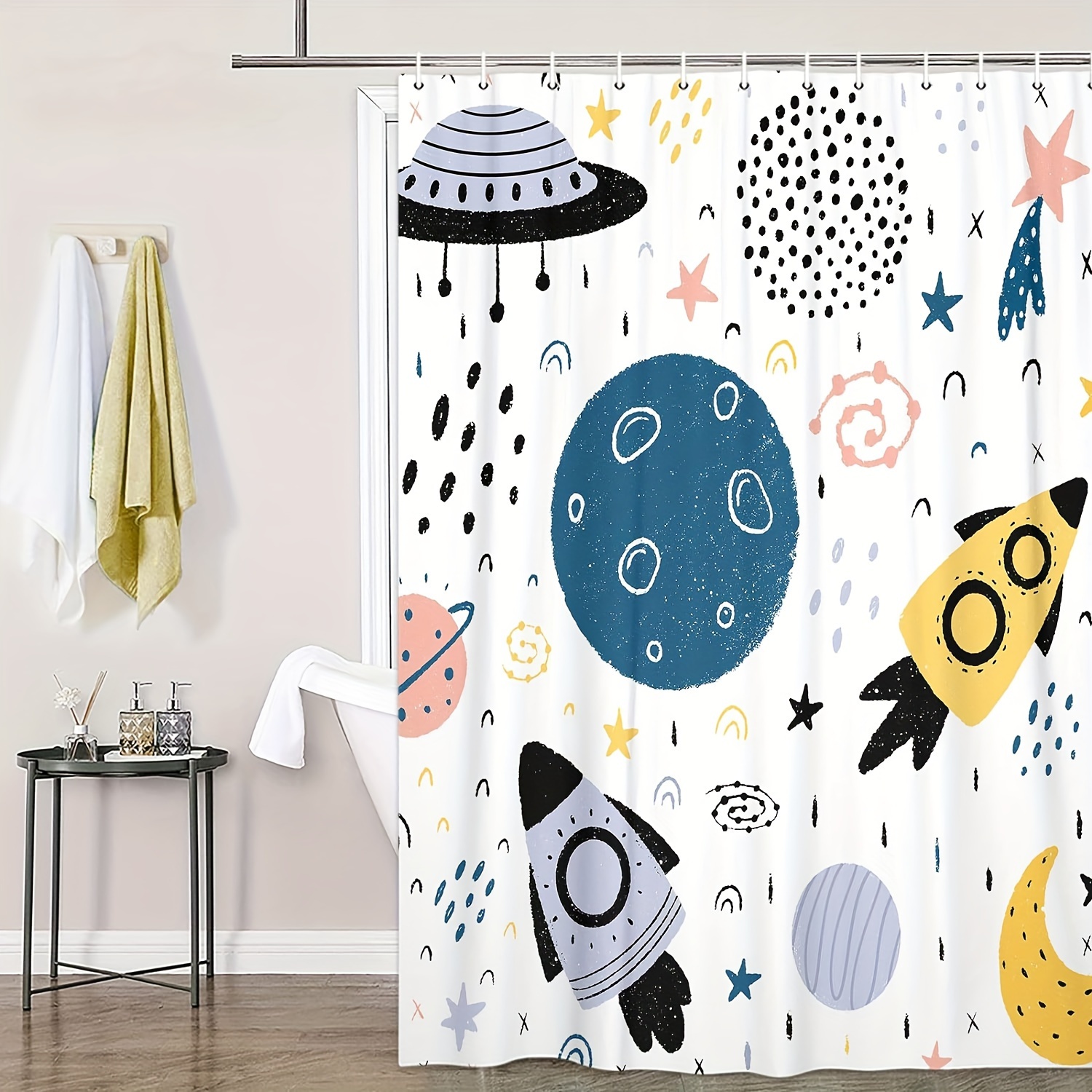 Outer Space Galaxy Shower Curtain Colorful Print With - Temu Canada