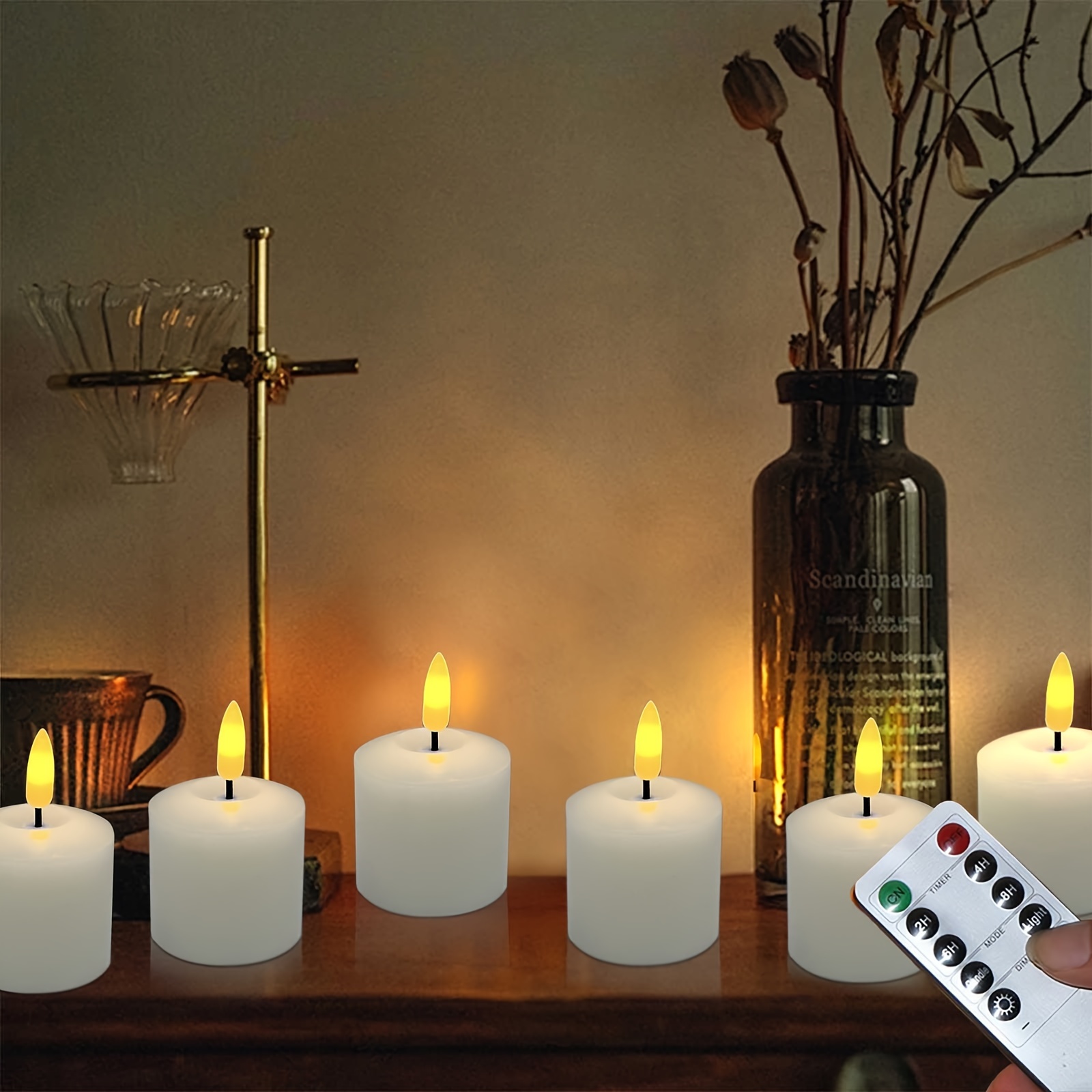 JHY DESIGN Lot de 3 bougies à piles en verre Bougies à LED à flamme mobile  Bougies sans flamme en vraie cire Bougies électriques scintillantes avec  minuterie de 6 heures pour Noël (