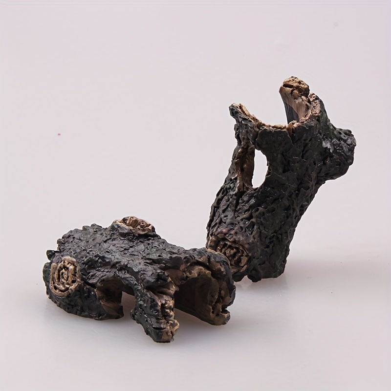 Image of 2pcs Resin Craft Ornaments For Aquariums - Moss Micro Landscape Decor, Fish & Shrimp Hideaway House With Realistic Design