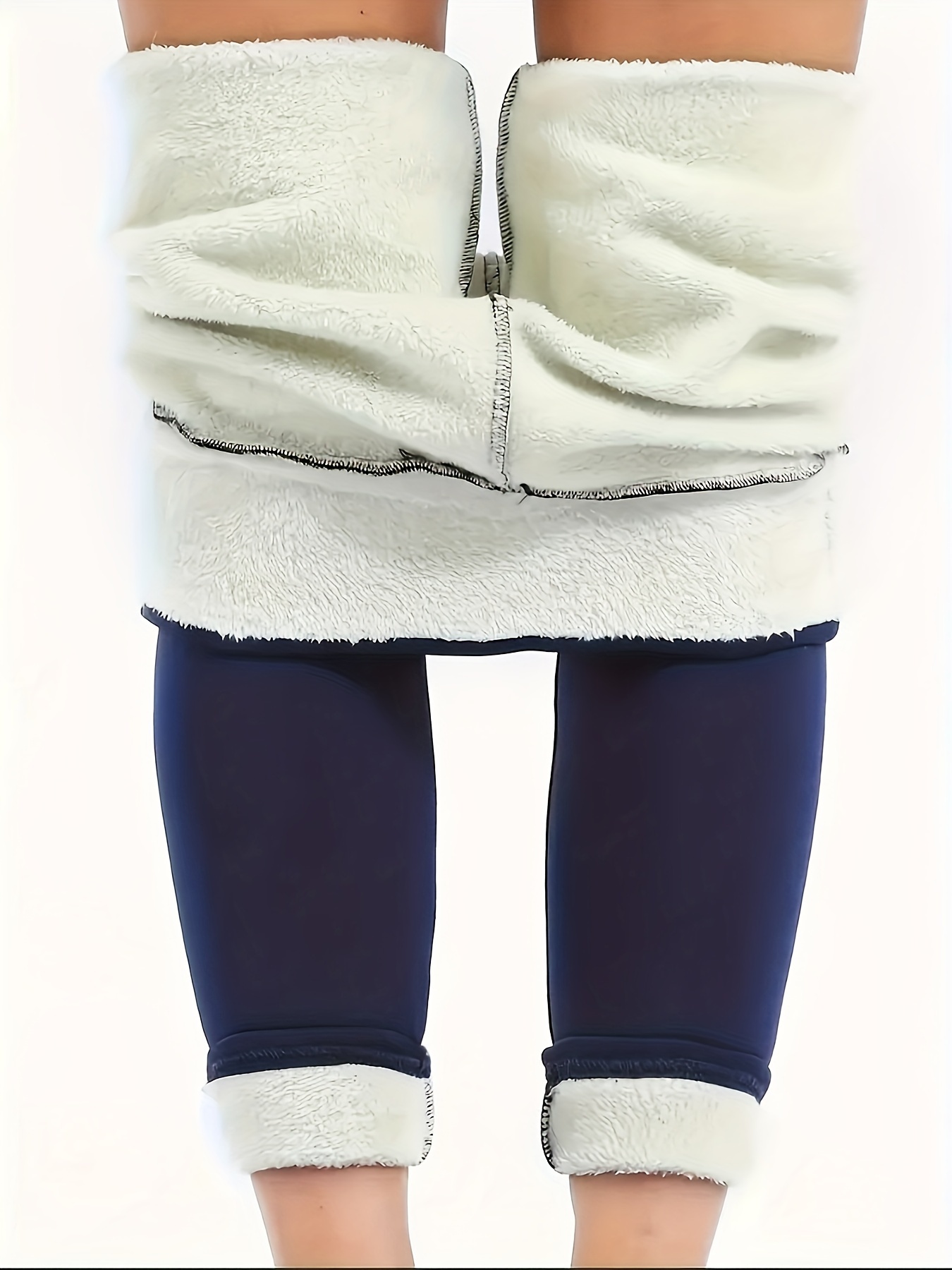 Solid Fleece Liner Thermal Pants Soft Comfy High Waist - Temu