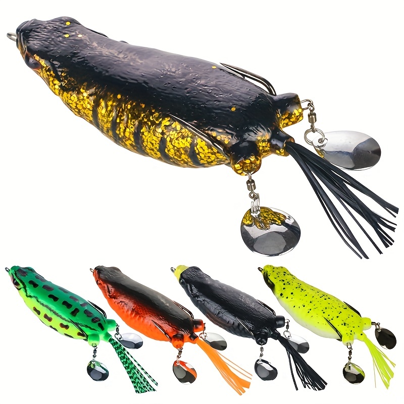 Soft Frog Bait, Double Propellers Legs, 3D Eyes, Lifelike Silicone Skin  Pattern, Topwater, Bigger Splash More Attractive, Fishing Lure Set for Bass  Snakehead Pike, 3.5in/0.46oz, 5 pcs (Combo A) : : Sports