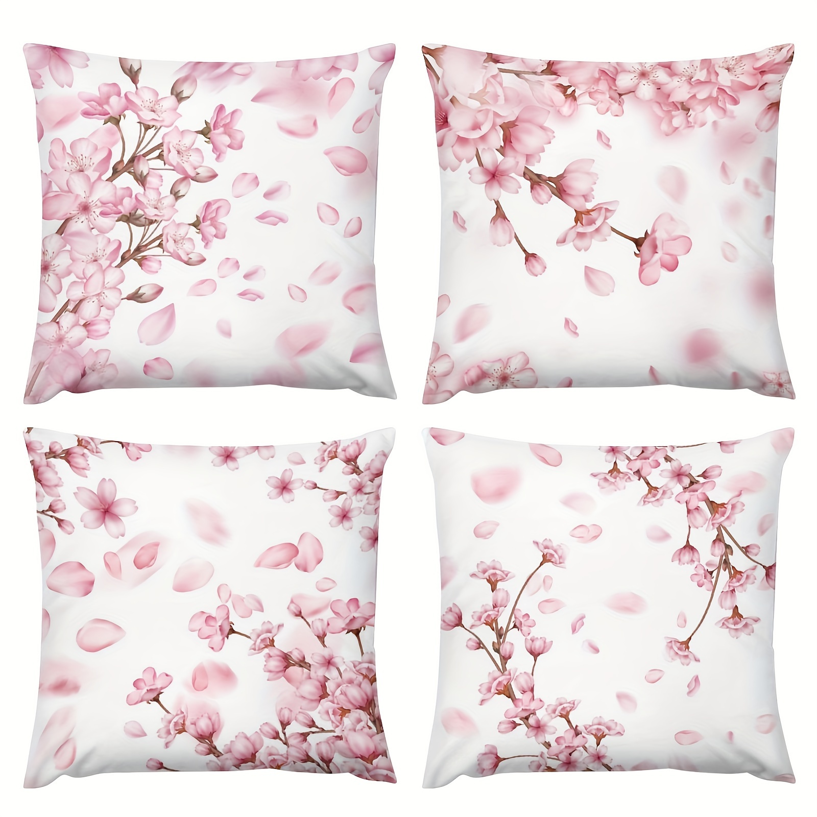 

4pcs, Sakura Polyester Throw Pillow Case, Cherry Blossom Pattern, Double-sided Pattern, Room Decoration, Aesthetic Room Decor, Bedroom Decor, Home Decoration, House Decor, Pillow Insert Not Included