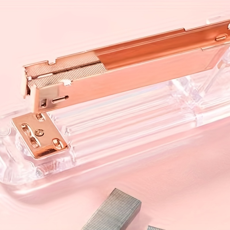 Clear Acrylic Stapler Rose Gold Staples Refill Rose Gold Stapler With  Staples Transparent Brass Stapler Office Accessory 