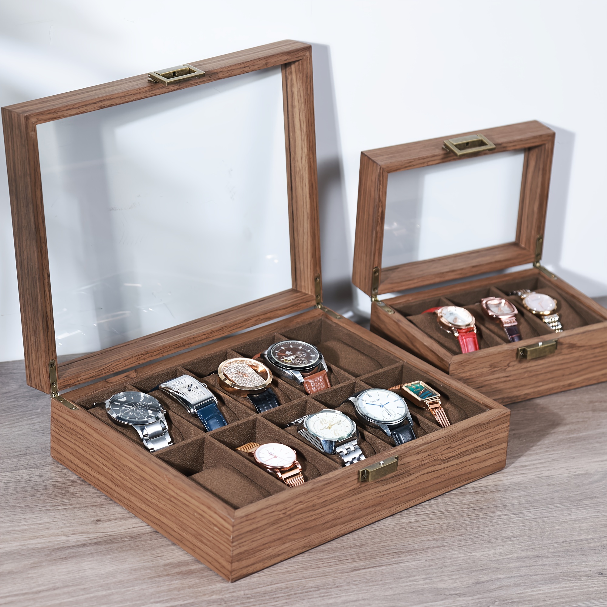 Walnut Watch Box Large Watch Holder Wooden Watch Case for 