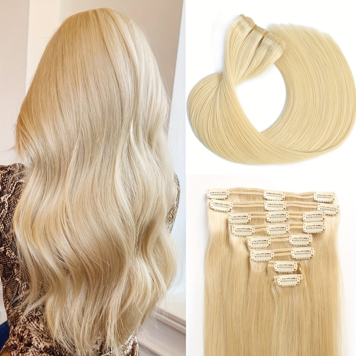 18clips ( Natural Color) Water Wave Hair Extensions Clips In - Temu