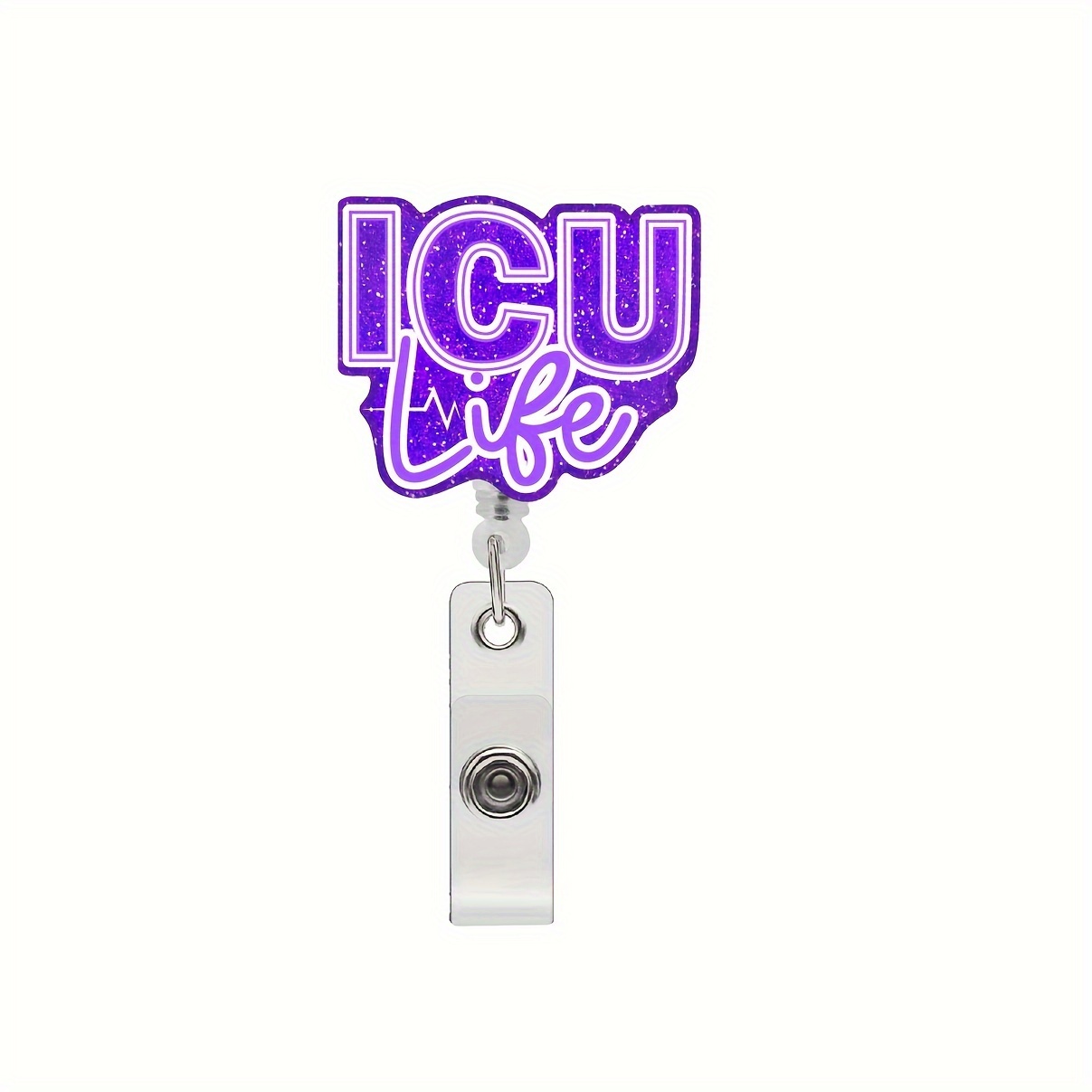 1pc Icu Badge Reel, 360-Degree Rotatable and Easy to Pull Badge Reel for Doctors and Nurses, Icu Departments,Temu