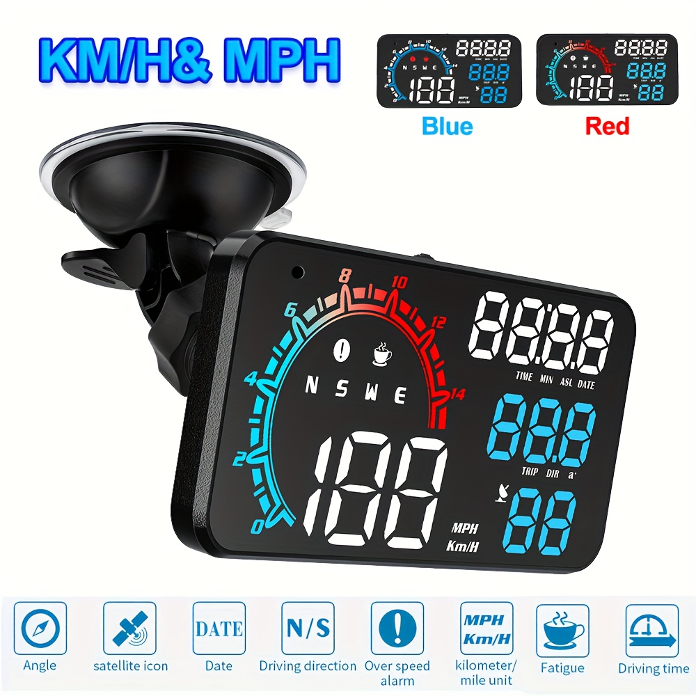 Car HUD Head Up Projector, Universal Car Head Up Display High Definition  OBD HUD Windshield Projector Overspeed Security Alarm