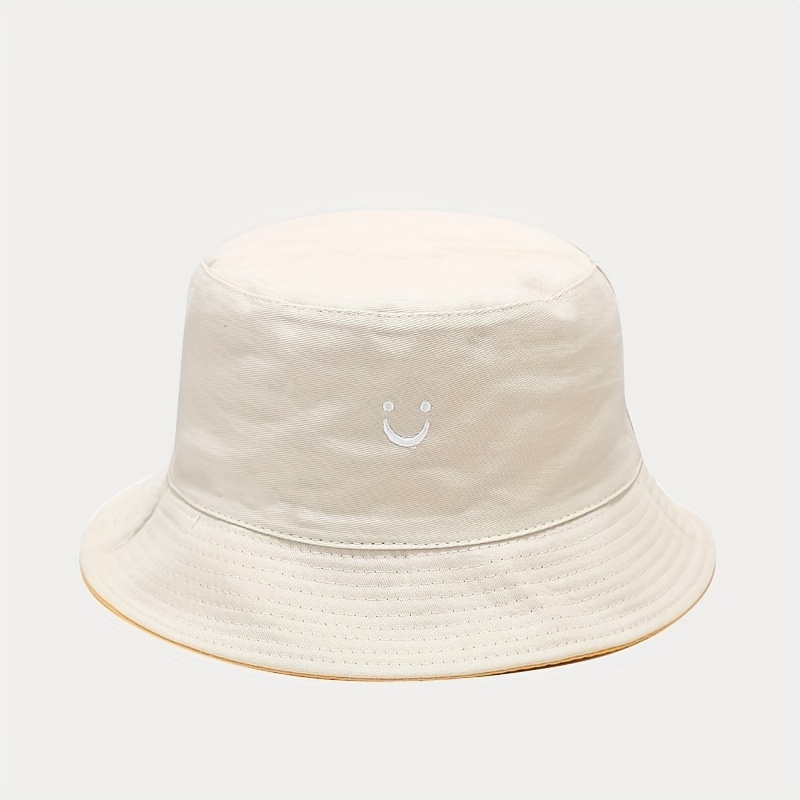 Happy Face Bucket Hat Double Sided Wear For Men Summer Travel Bucket Beach  Sun Hat Embroidery Outdoor For Men Women Ideal Choice For Gifts - Jewelry &  Accessories - Temu United Arab Emirates