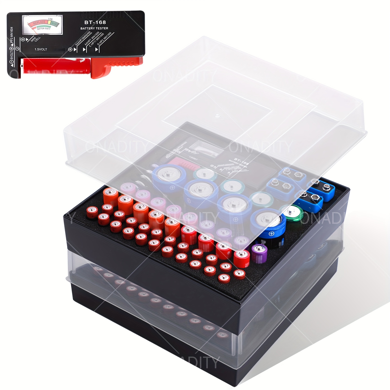 Battery Organizer Storage Case With Tester Checker. - Temu