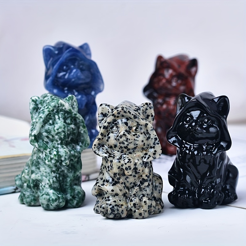 Artificial Crystal Cat Carving Ornament Room Decor Christmas Temu