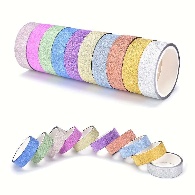 Creative Laser Colored Adhesive Tape Decoration Masking Tape Glitter Solid  Color Washi Tapes for Girls DIY Journaling Stationery