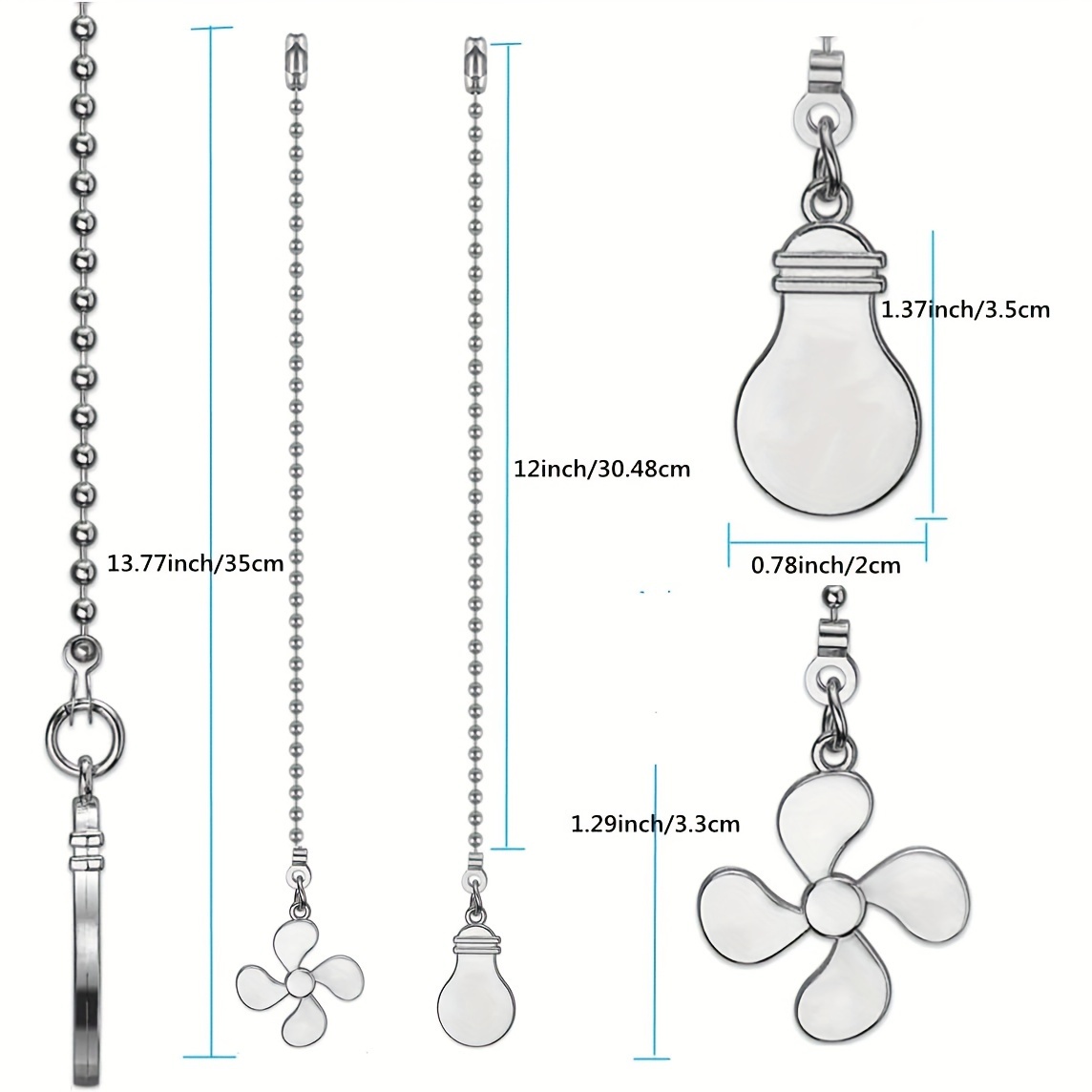 Ceiling Fan Pull Chain Set Bulb And Fan Pattern Pull Chain - Temu