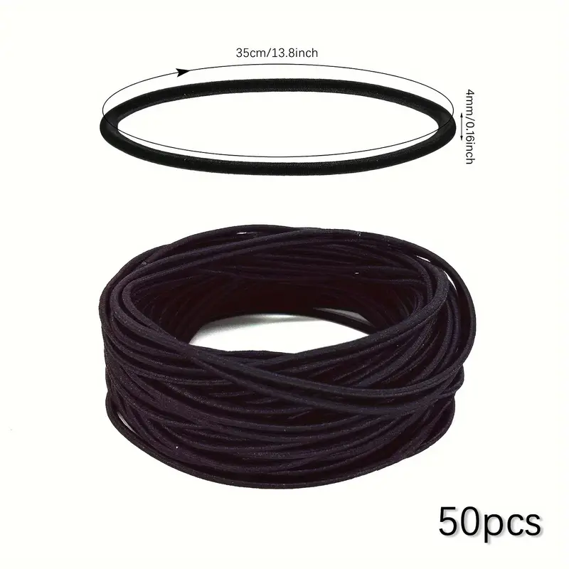 Elastics Extra Long Hair Ties, Black Seamless High Elastic Stretch Hair  Ties Ponytail Holders Hair Bands Accessories Rubber Band, 20/50Pcs