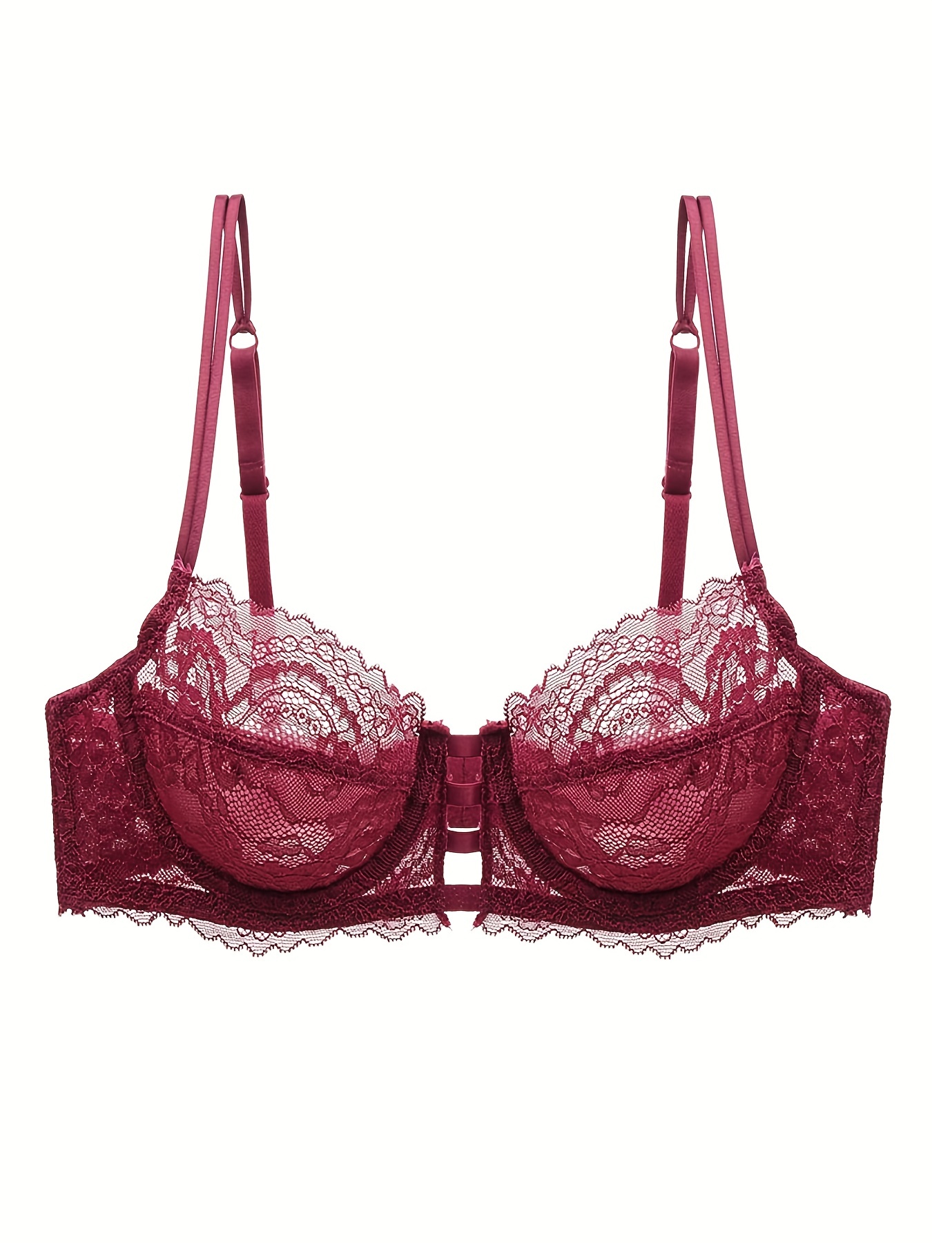 Contrast Lace Unlined Bra Lightweight Breathable Everyday - Temu Canada