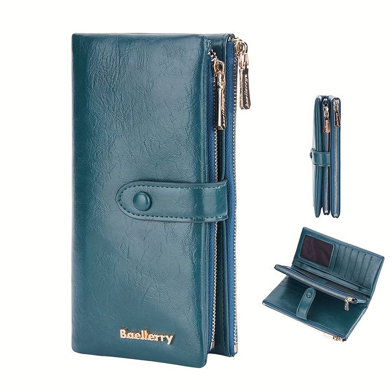 Grande Portafoglio Donna Lungo Sfumato Blu Con Cinturino Rimovibile - 19x10x3,5 Cm, 8 Slot Carte