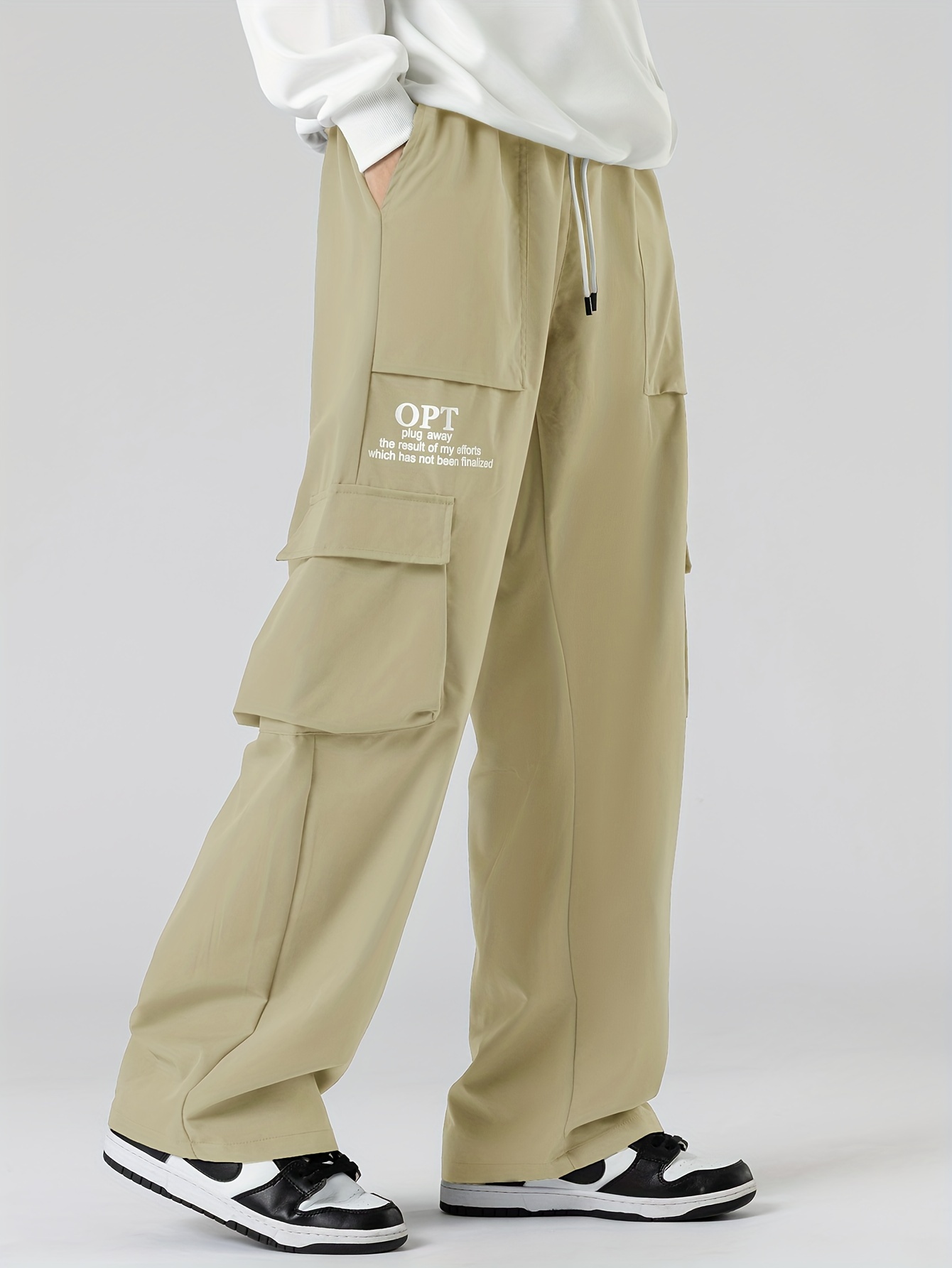 Relaxed Fit Cargo Pants - Beige - Men