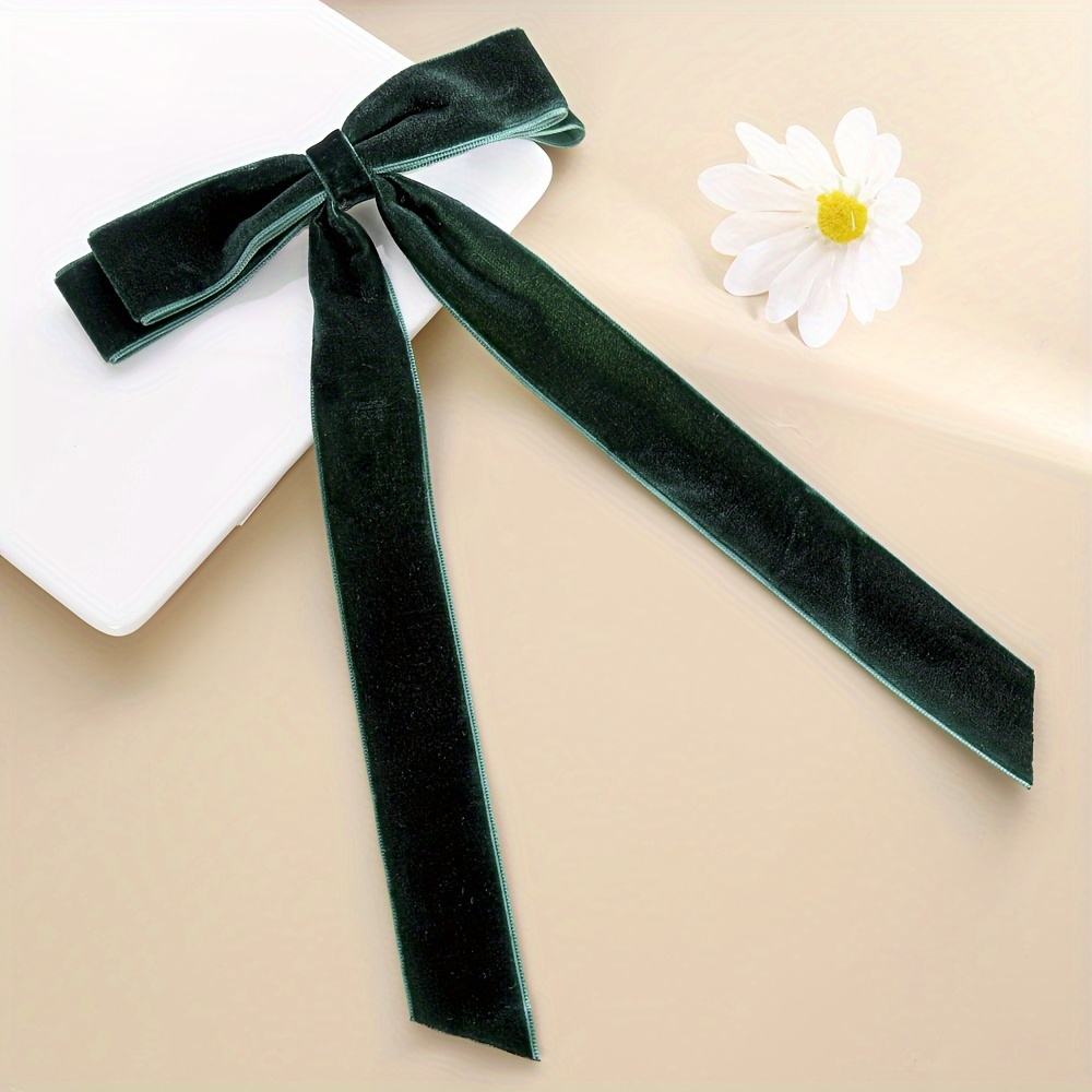 Velvet Hair Bows Hair Ribbons For Women Green Hair Bow Clips - Temu