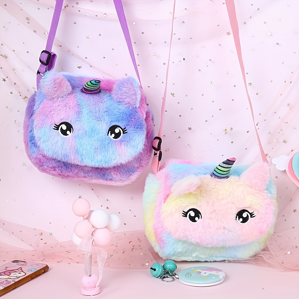 Lindo Bolso Hombro Pana Unicornio Niñas Color Aleatorio - Temu