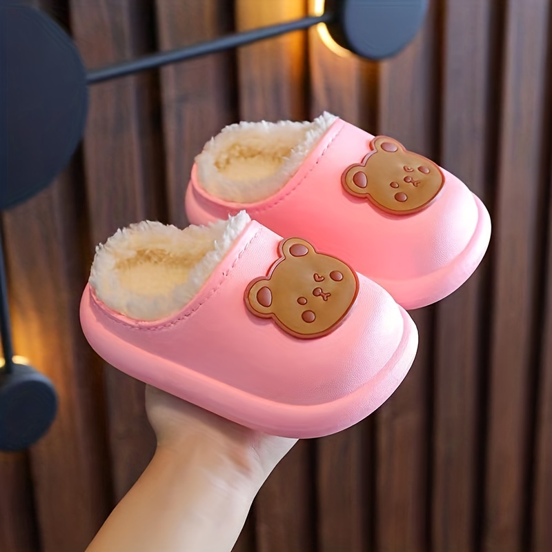 cute cartoon bear plus fleece house shoes girls comfortable Temu