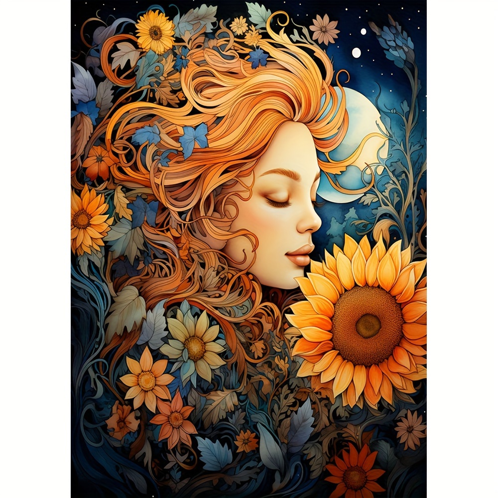 

1pc Large Size 30x40cm/ 11.8x15.7inch Without Frame Diy 5d Diamond Art Painting Flowers And Beauty, Full Rhinestone Painting, Diamond Art Embroidery Kits, Handmade Home Room Office Wall Decor