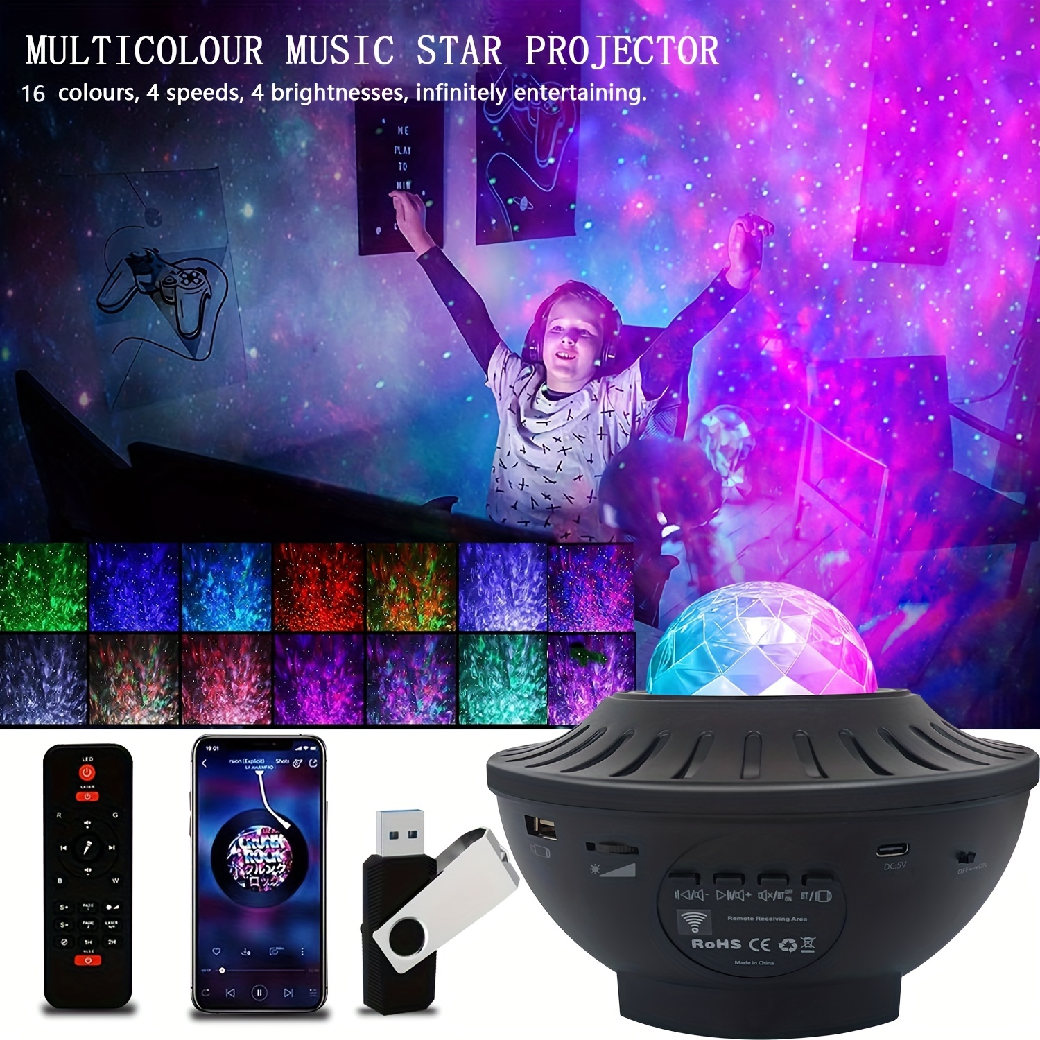 Star Light Projector, 1 Moon Star Projector With Led Nebula Cloud & Ocean  Wave Moving & Remote Control & Timer & Music Speaker, Room, Home Party,  Adults Bedroom - Temu United Kingdom