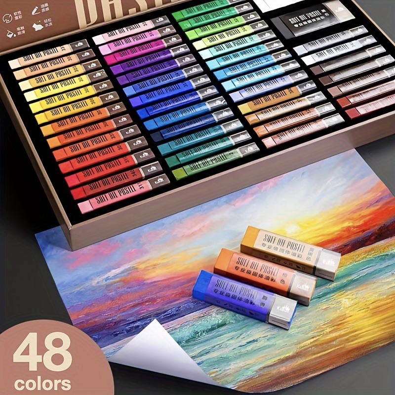 MUNGYO Oil Pastels in Assorted Colours - 11 x 70 mm (Pack of 48)