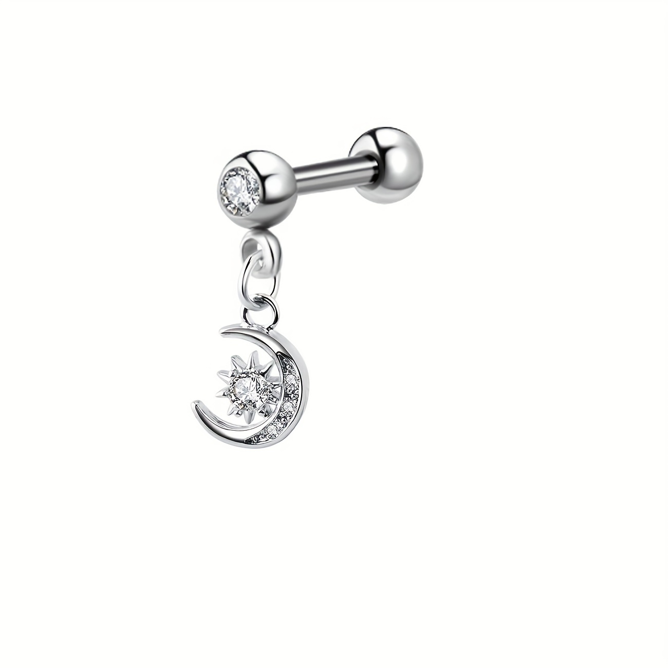 Image of 1pc Stud Earrings For Women Ear Piercing Stainless Steel Barbell Cartilage Tragus Earring Helix Conch Body Jewelry