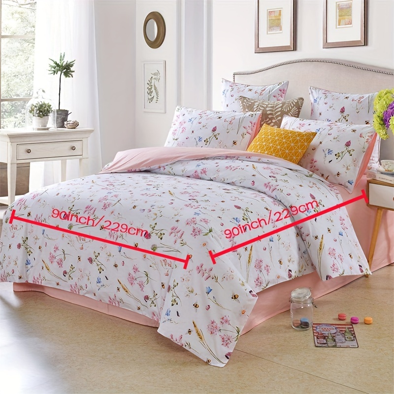 Pale Pink Floral Print Bedding Set