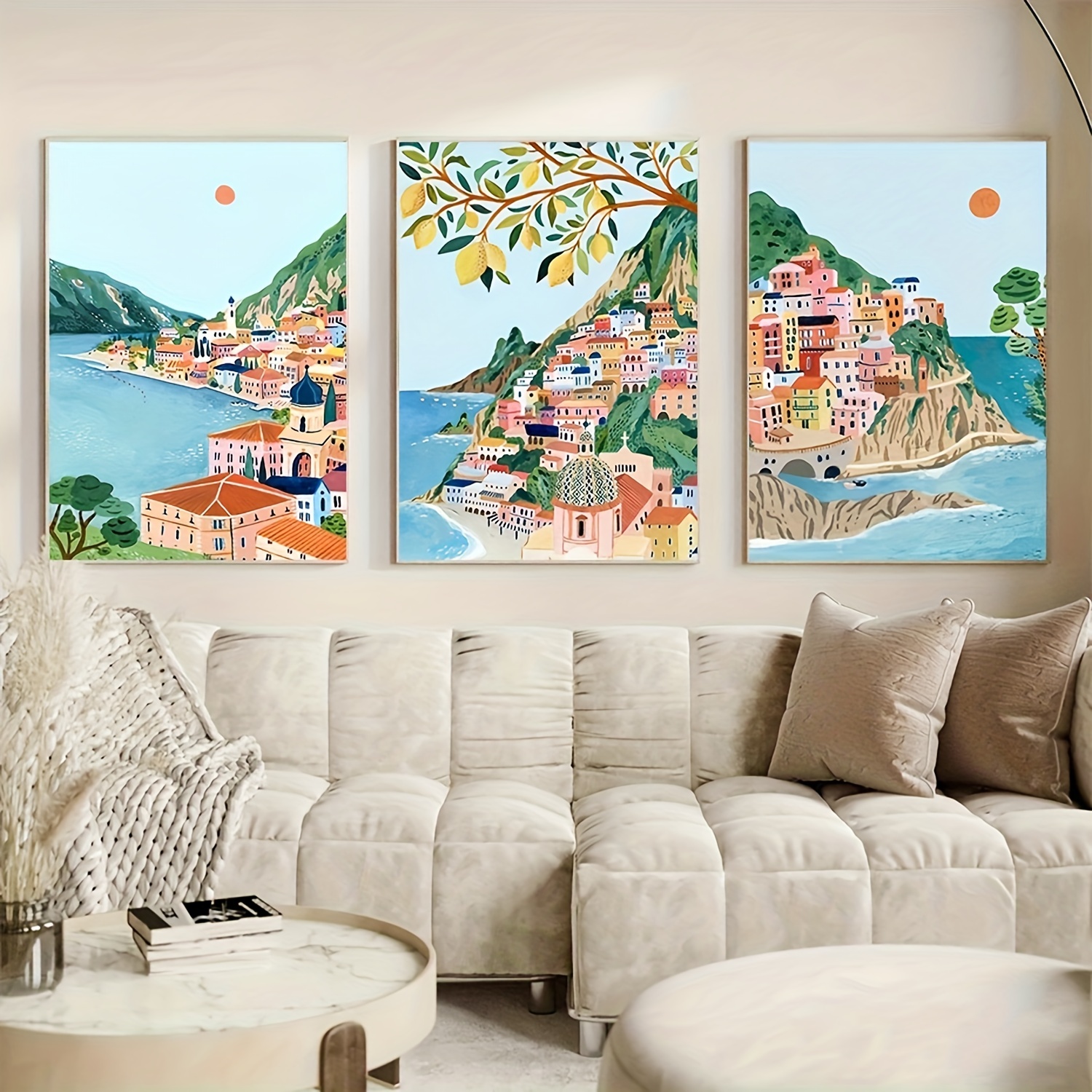 Amalfi Coastal Travel Canvas Print Posters Blue Italian - Temu