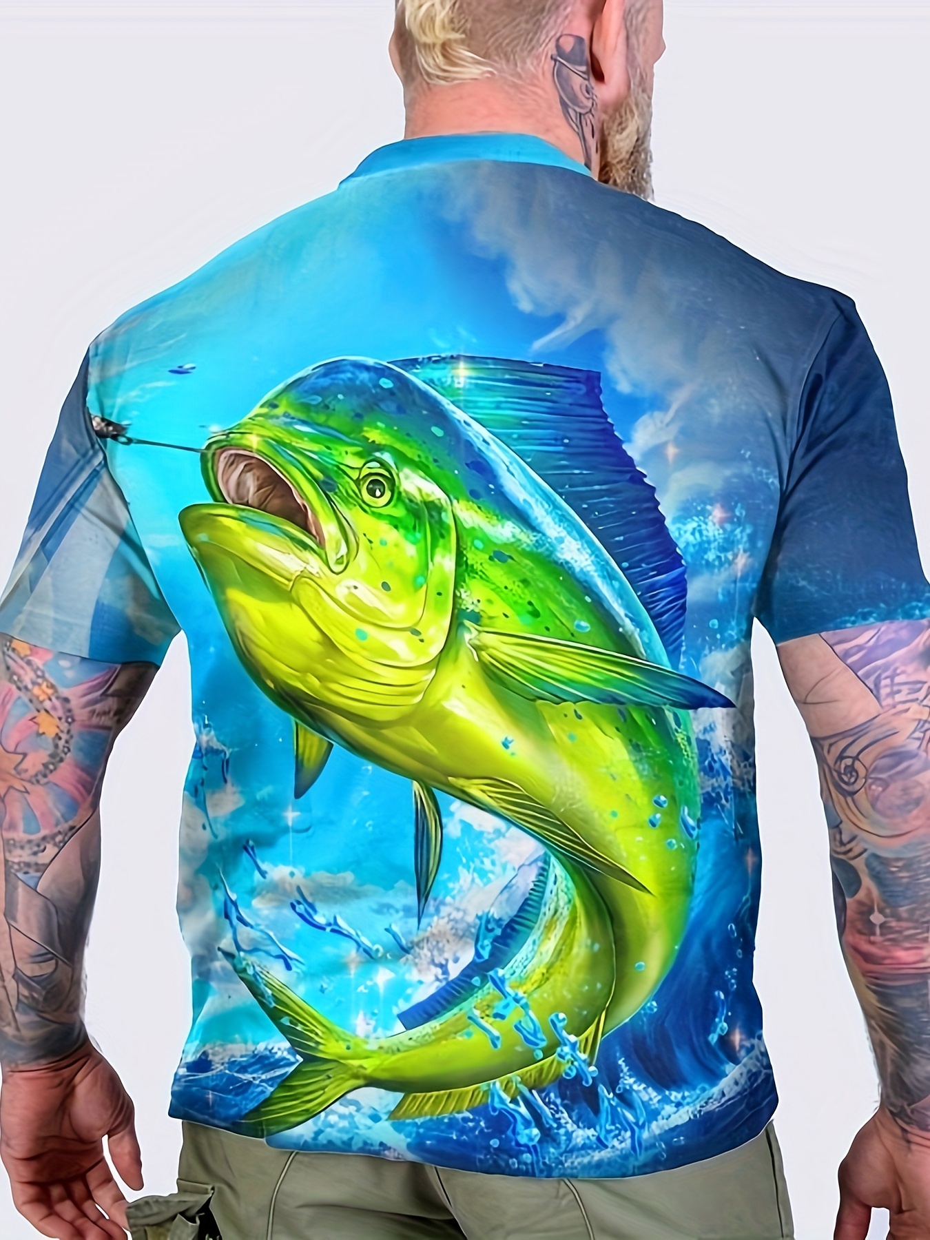 Fishing 3d Print T-shirt, Men's Casual Street Style Stretch Round Neck Tee  Shirt For Summer, Today's Best Daily Deals