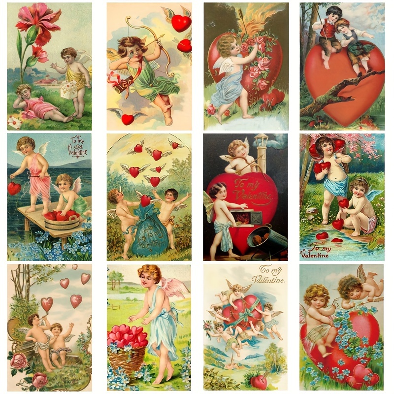 Vintage Valentine's Day Cards 12 Pcs Retro Blank Greeting Notes Cards with  Envelopes and Stickers : : Office Products