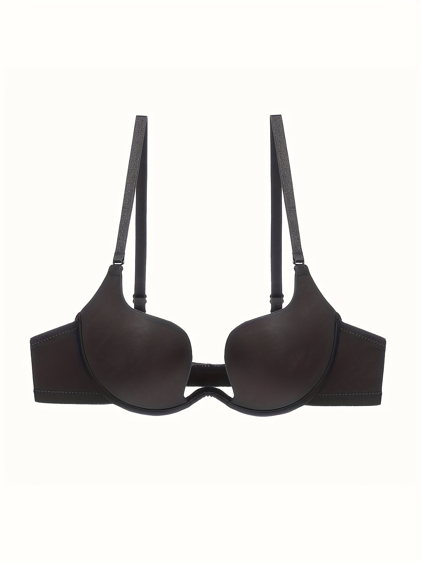 Low Plunge Push Up Bra With Clear Straps Low Cut Convertible