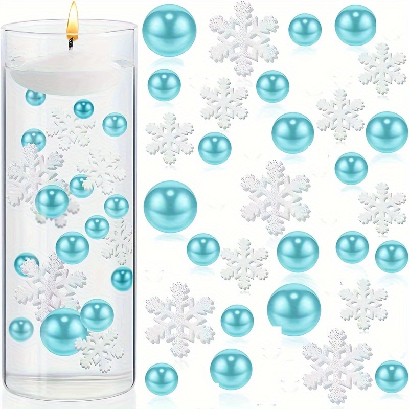 Snowflake Vase Filling White Floating Pearl Candle - Temu